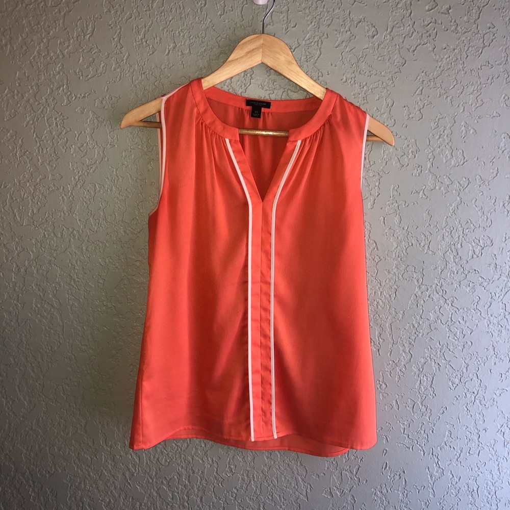 Orange and White Ann Taylor Blouse